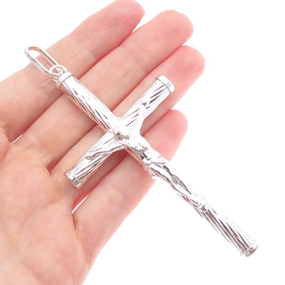 925 Sterling Silver Vintage Italy Crucifix Cross Pendant